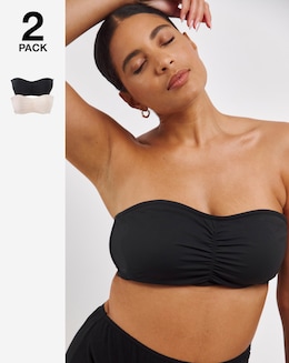 MAGISCULPT 2 Pack Smoothing Padded Bandeau Bras A-DD -Black/Blush