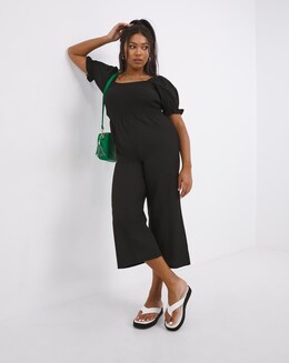 Linen Shirred Cullotte Jumpsuit