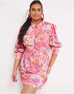Chi Chi Floral Print Shirt Dress