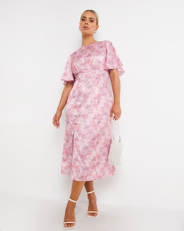 Chi Chi Flutter Sleeve Midi Dress