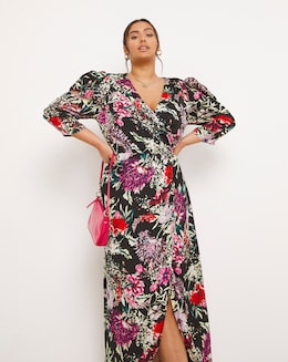 Lovedrobe Rouche Sleeve Smock Wrap Dress