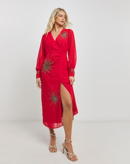 Hope &amp; Ivy Ruched Waist Embroidered Dress