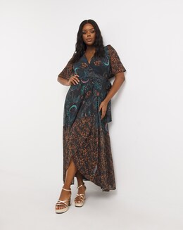Hope &amp; Ivy Cosmic Print Wrap Dress