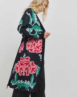 Hope &amp; Ivy Vintage Rose Belted Coatigan