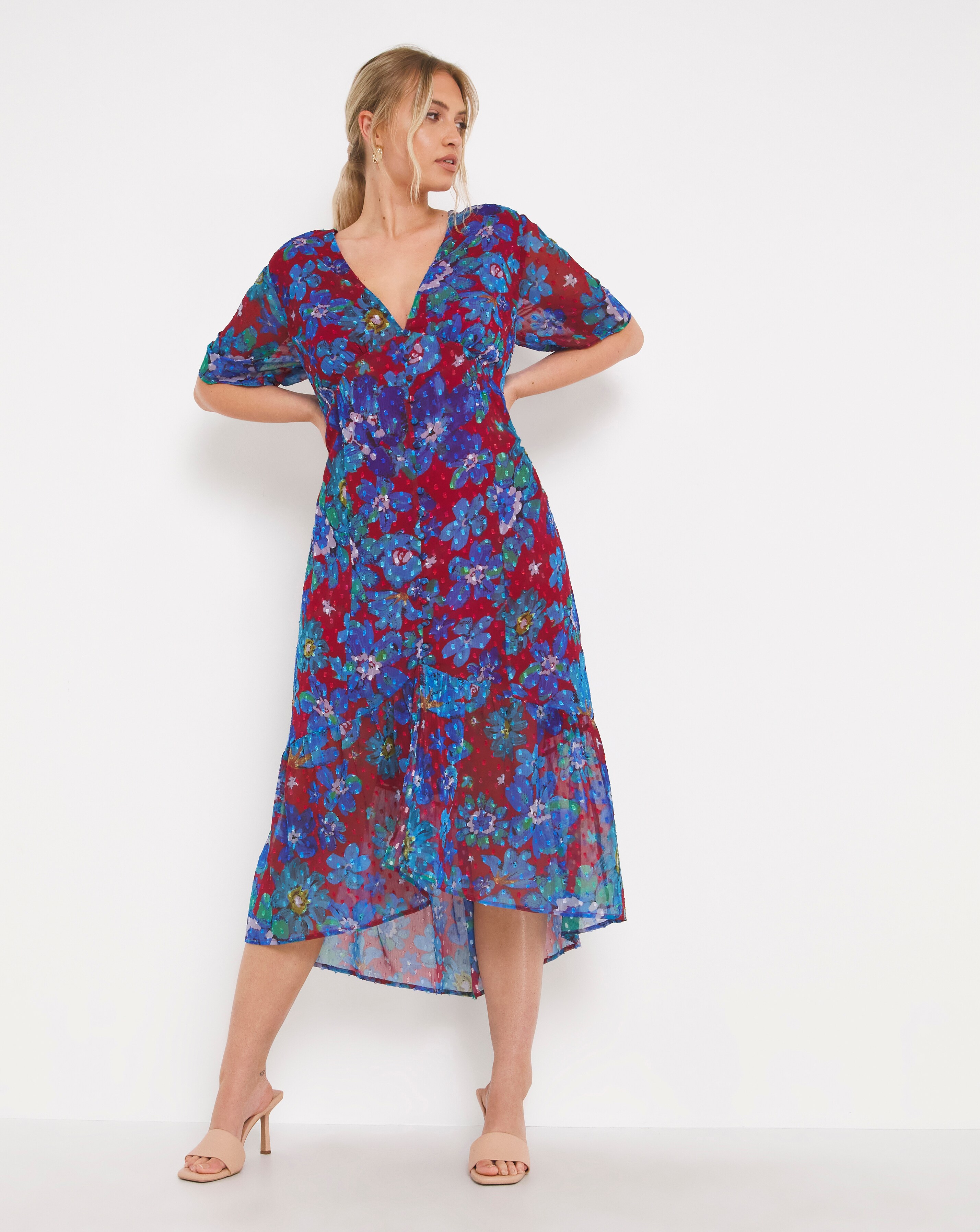 Hope Ivy Mixed Fluted Sleeve Dress Simply Be