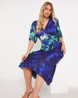 Hope &amp; Ivy Mixed Fluted Sleeve Dress
