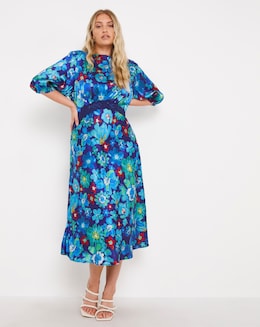 Hope &amp; Ivy Retro Flower Lace Trim Dress