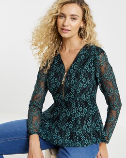 Joe Browns Georgie Lace Zip Top - Image