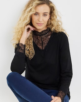 Joe Browns Darcie Lace High Neck Top - Image