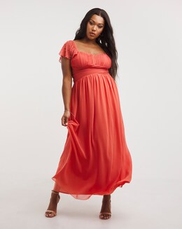 Little Mistress Frilled Sleeve Maxi Occasion Dress