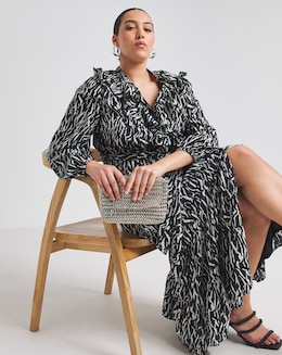 Lovedrobe Animal Ruffle Midi Dress