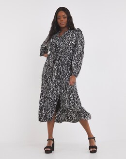 Lovedrobe Animal Ruffle Midi Dress