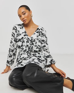 Lovedrobe Mono Floral Blouse