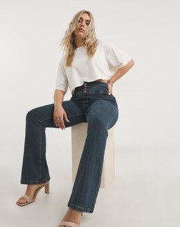 Corset Booty Shaper Blue Bootcut Jeans