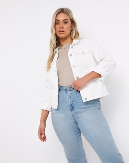 Warm White Western Denim Jacket