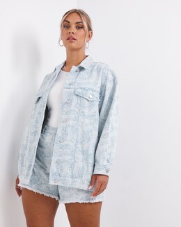 Marble Print Oversized Denim Jacket