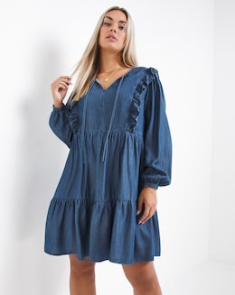 Lyocell Long Sleeve Swing Dress
