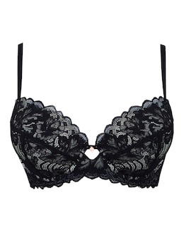 Figleaves Isla Lace Underwired Sweetheart T Shirt Bra B-GG - Black