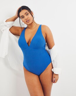 Crinkle Plunge Swimsuit With Scrunchie