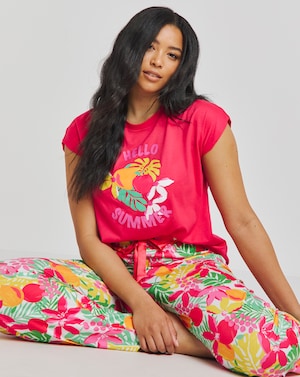 Slogan Tee Pyjama Set - Image 1