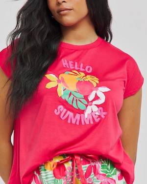 Slogan Tee Pyjama Set - Image 2
