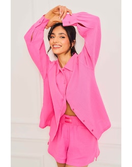Jim Jam The Label Pink Cheesecloth Pyjama Set