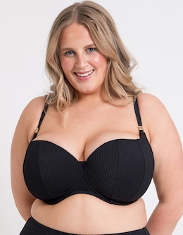 Curvy Kate Jet Set Padded Balcony Wired Bikini Top Black