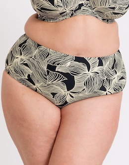 Curvy Kate Ripple Reef High Waist Bikini Brief Black Print