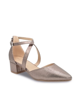 Paradox London Fran Wide E Fit Low Block Heel Courts