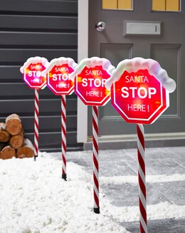 Santa Stop Christmas Lights - Set of 4