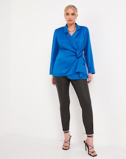Cobalt Tie Side Satin Blazer