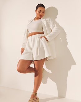 Ivory Tailored Pleated Shorts