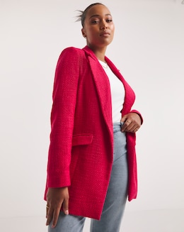 Pink Edge to Edge Double Button Boucle Blazer