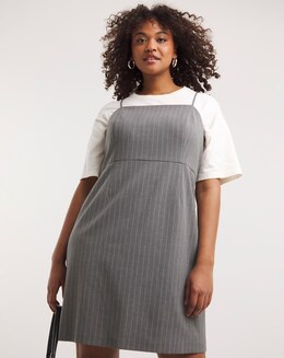 Pinstripe Tailored Pinafore Dress