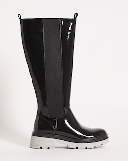 Puerto Contrast Sole Knee High Boots Wide Fit Standard Calf