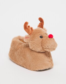 Dasha Reindeer Christmas Novelty Slippers Wide Fit