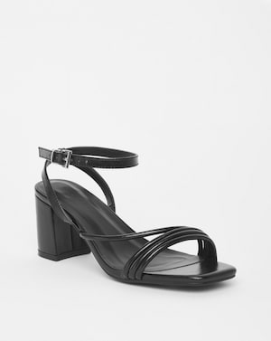 Strappy Asymmetric Heeled Sandals ExWide - Image 3
