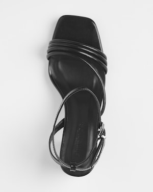 Strappy Asymmetric Heeled Sandals ExWide - Image 2