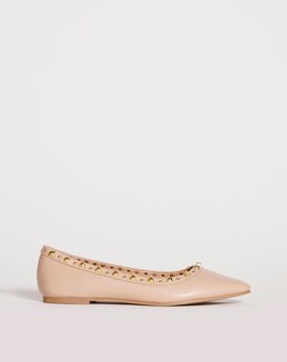 Hezzy Studded Ballerina Shoes Ex Wide Fit