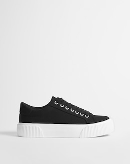 Sicilly Canvas Trainers Chunky Ribbed Sole Ex Wide Fit