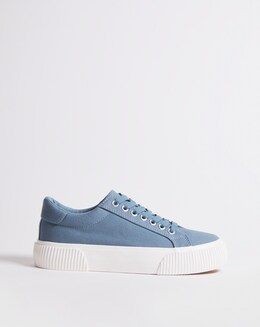Sicilly Canvas Trainers Chunky Ribbed Sole Ex Wide Fit
