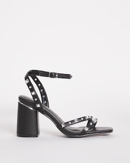 Lugo Asymmetric Stud Heeled Sandals Ex Wide Fit