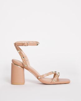 Lugo Asymmetric Stud Heeled Sandals Wide Fit