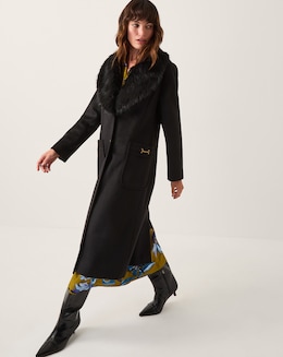 Monsoon Fearne Faux Fur Collar Long Coat