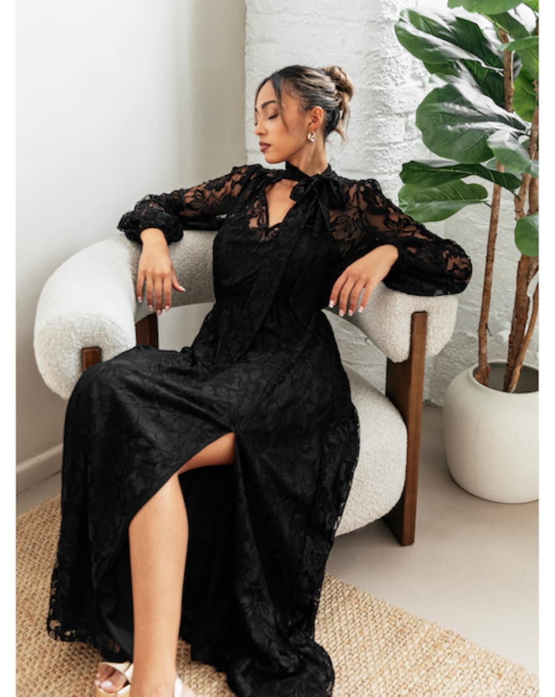 black long sleeve wedding guest dresses Black Modal Maxi Dress: Long Sleeve Boho Fall Wedding Guest Dress