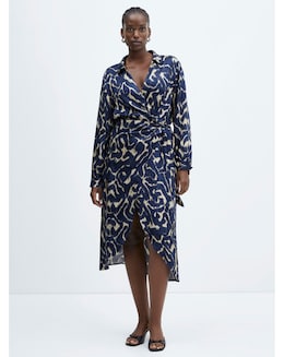 Mango Blue Printed Dress