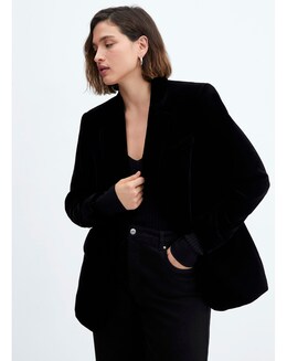Mango Combi Black Velvet Blazer