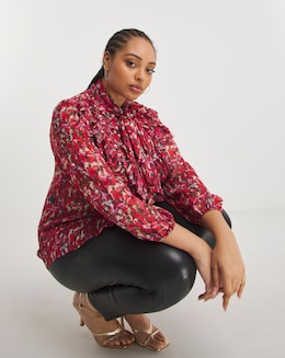 Print Ruffle Blouse