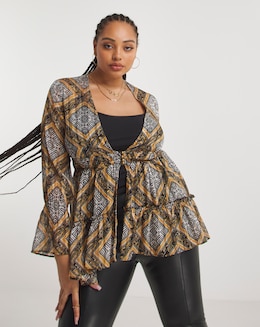 Shadow Stripe Frill Blouse