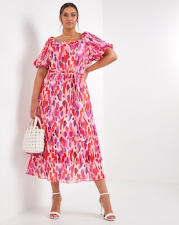 Joanna Hope Balloon Sleeve Print Maxi Dress
